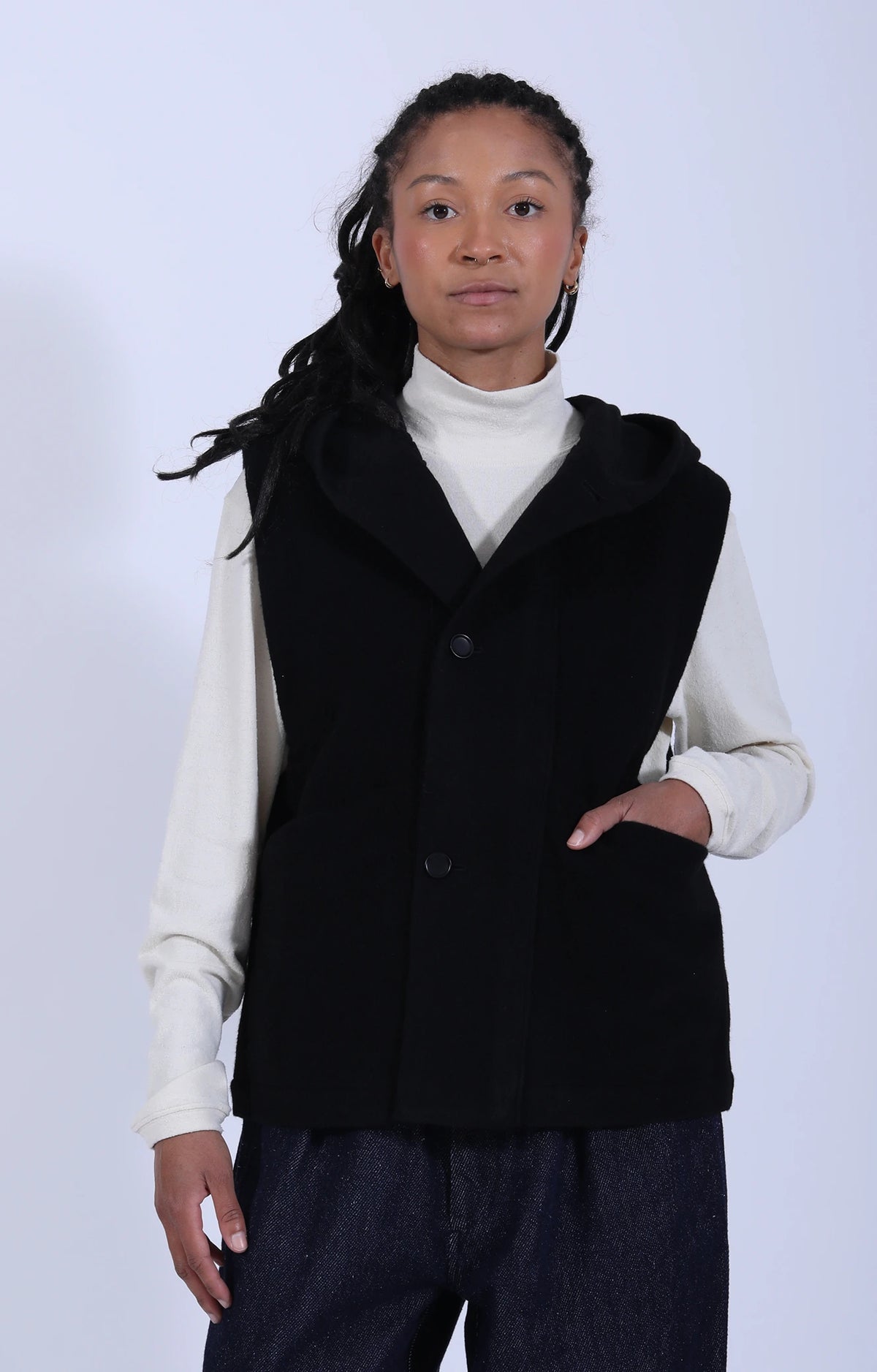 Women's Woven Vest Black