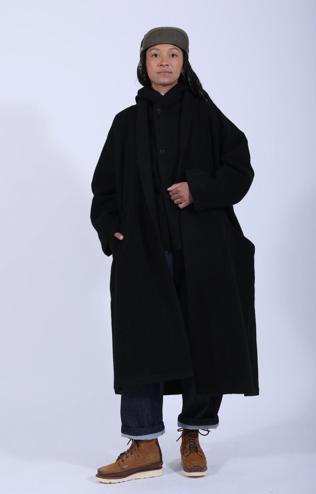 Women's Woven Long Coat Black