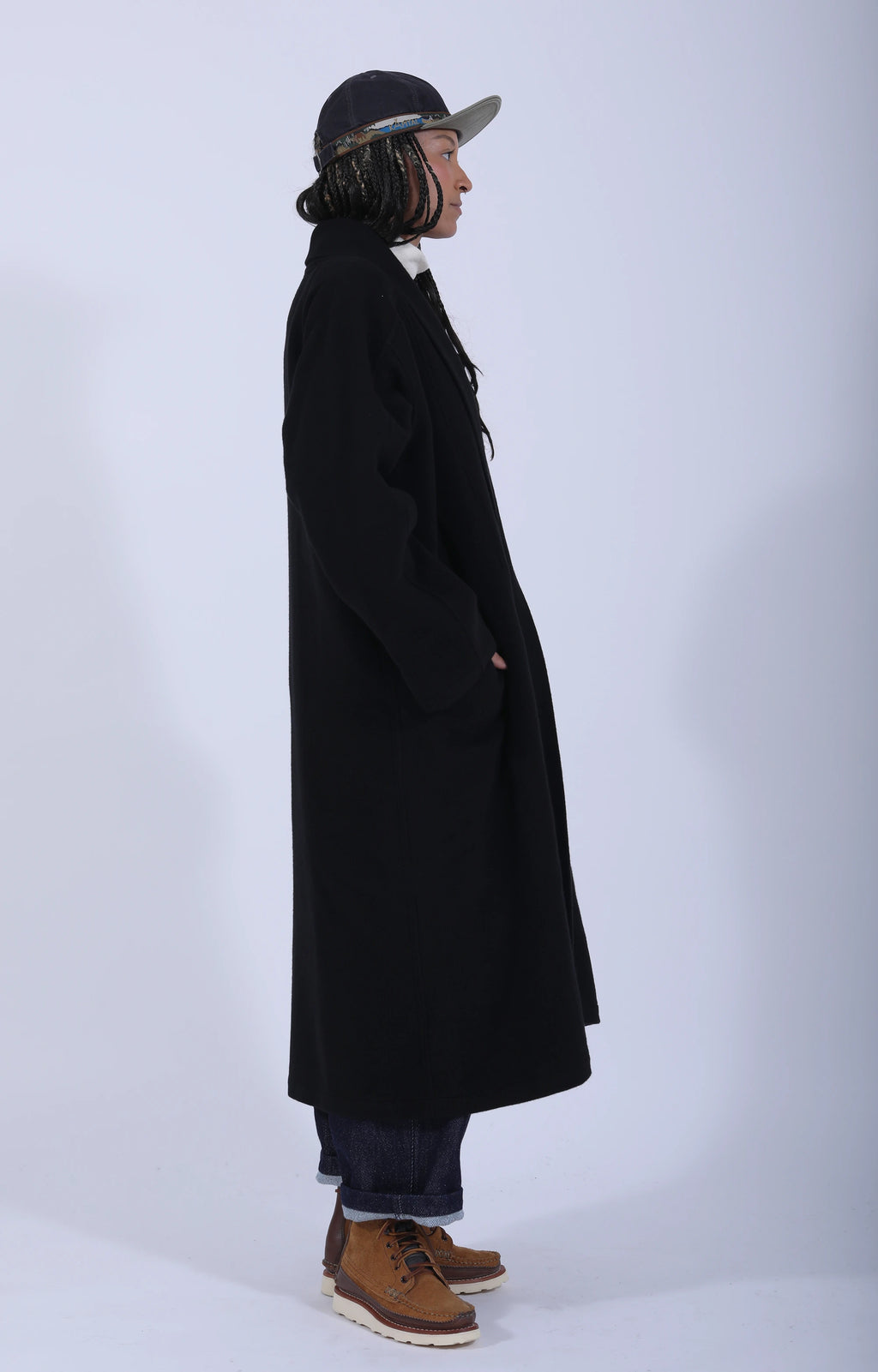 Women's Woven Long Coat Black