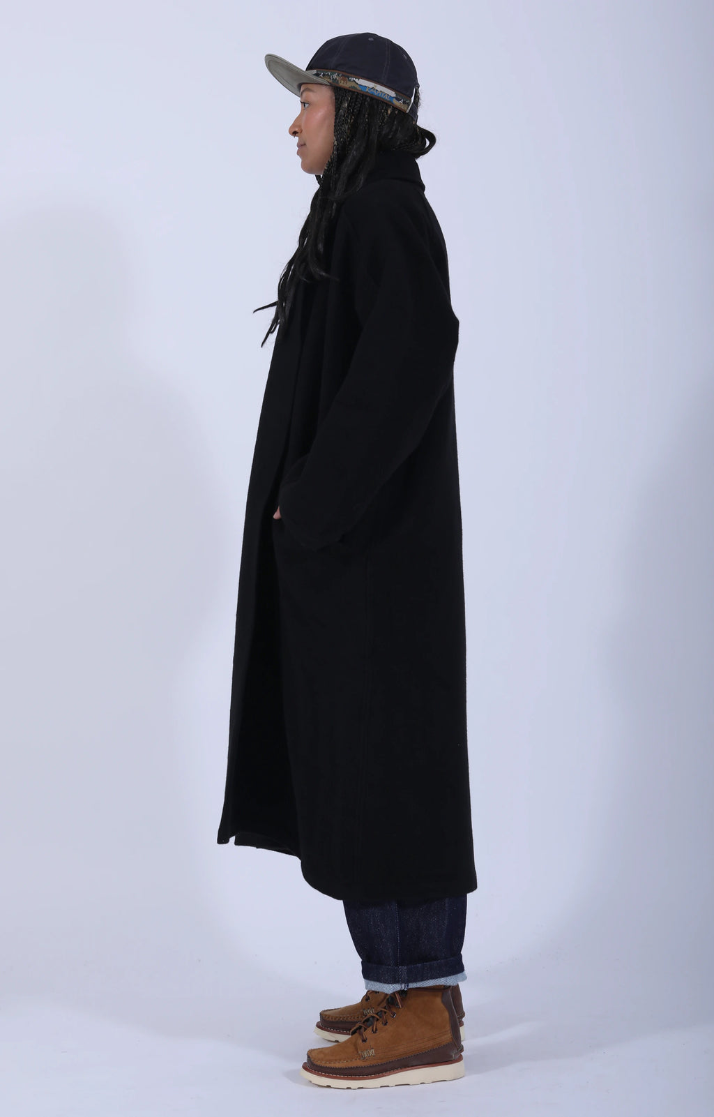 Women's Woven Long Coat Black
