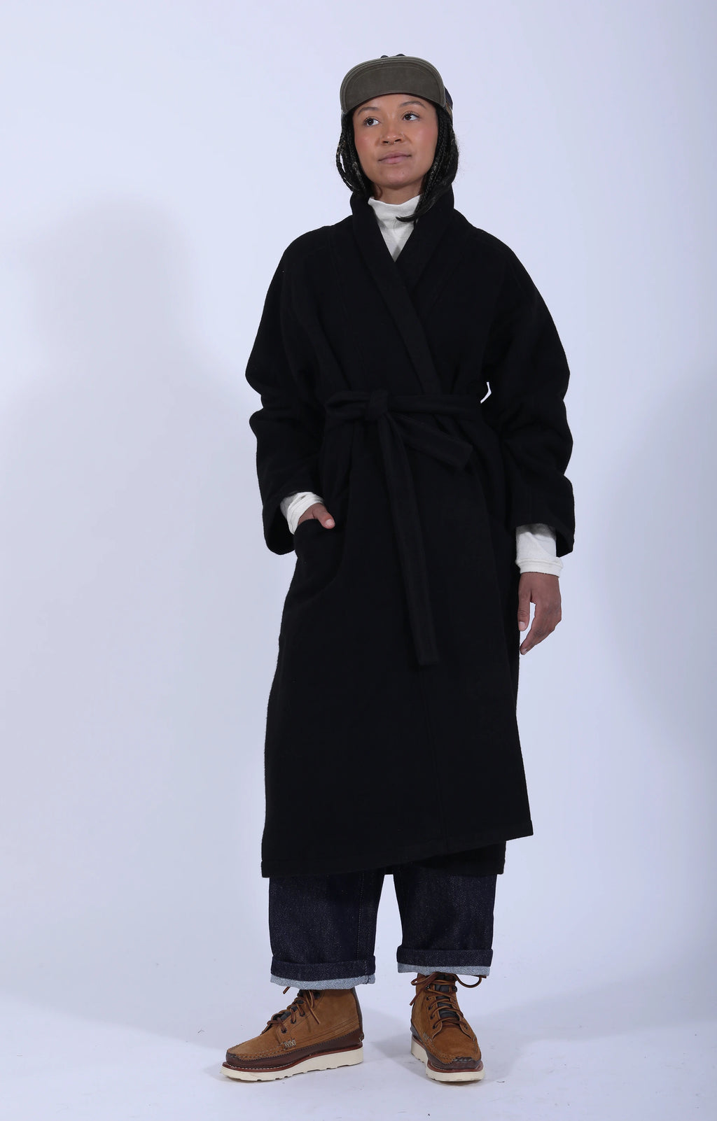 Women's Woven Long Coat Black