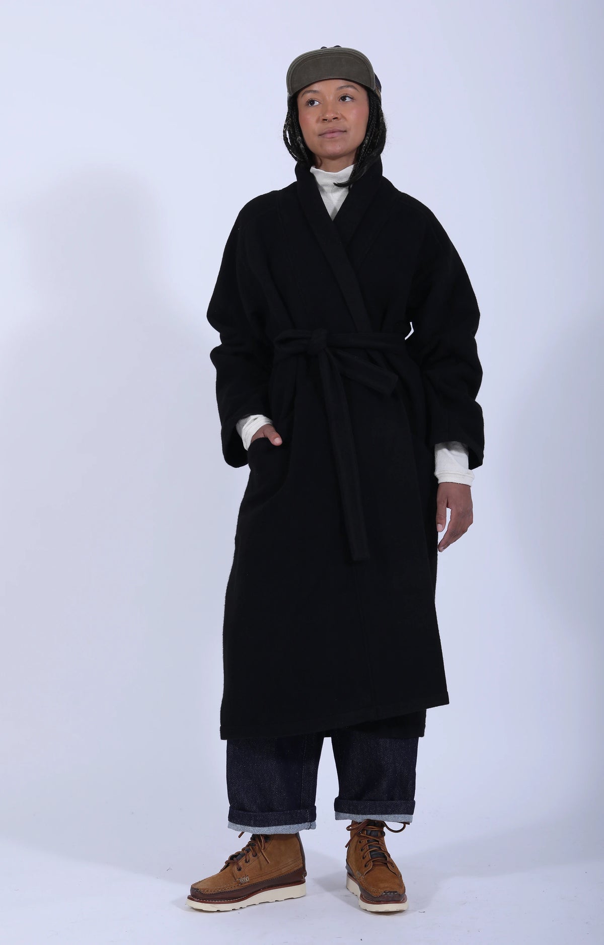 Women's Woven Long Coat Black