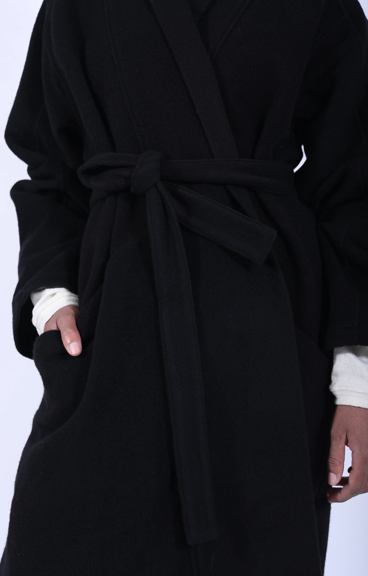 Women's Woven Long Coat Black