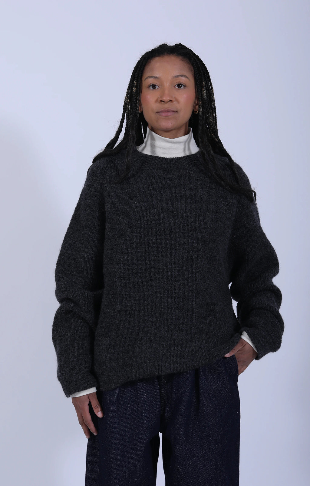 Women's Knitted Sweater Charcoal Grey
