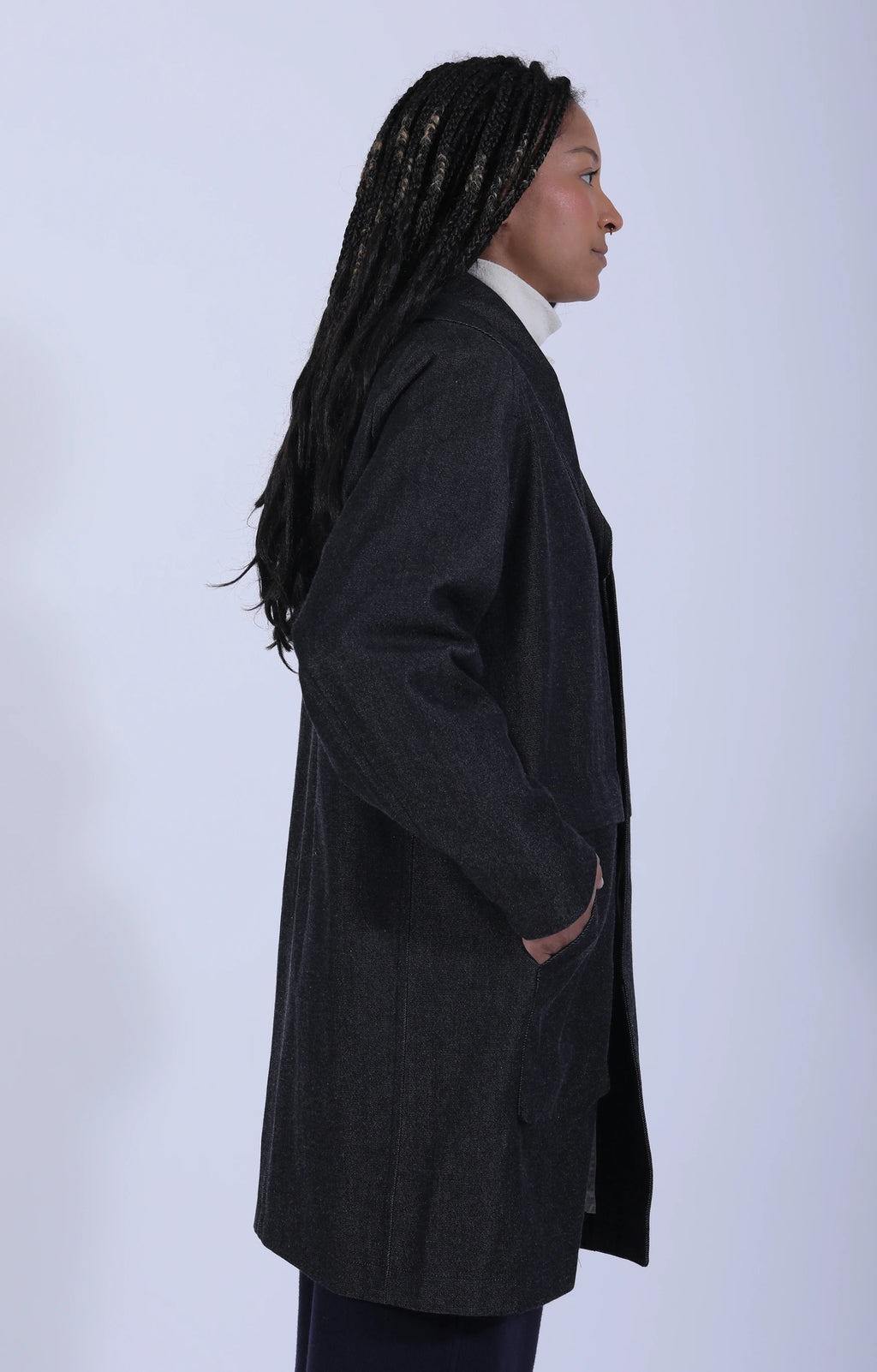 Women's Woven Coat Black White