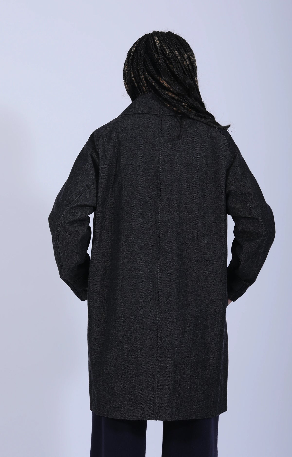 Women's Woven Coat Black White