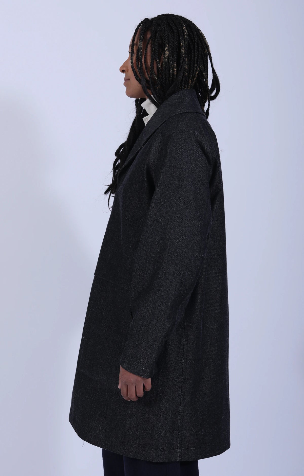 Women's Woven Coat Black White