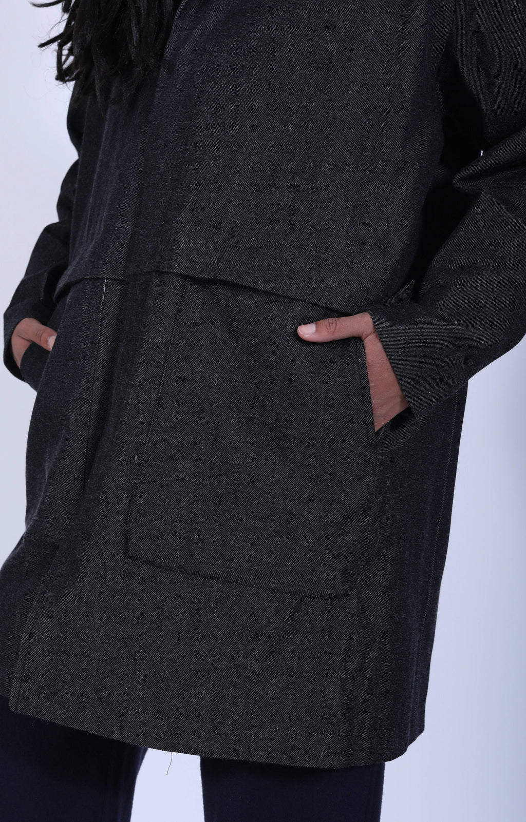 Women's Woven Coat Black White