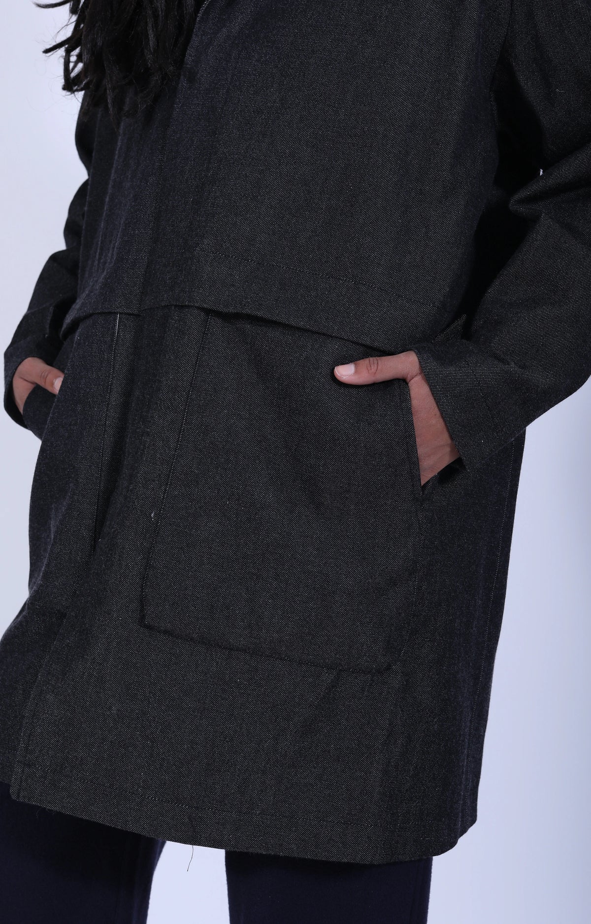 Women's Woven Coat Black White