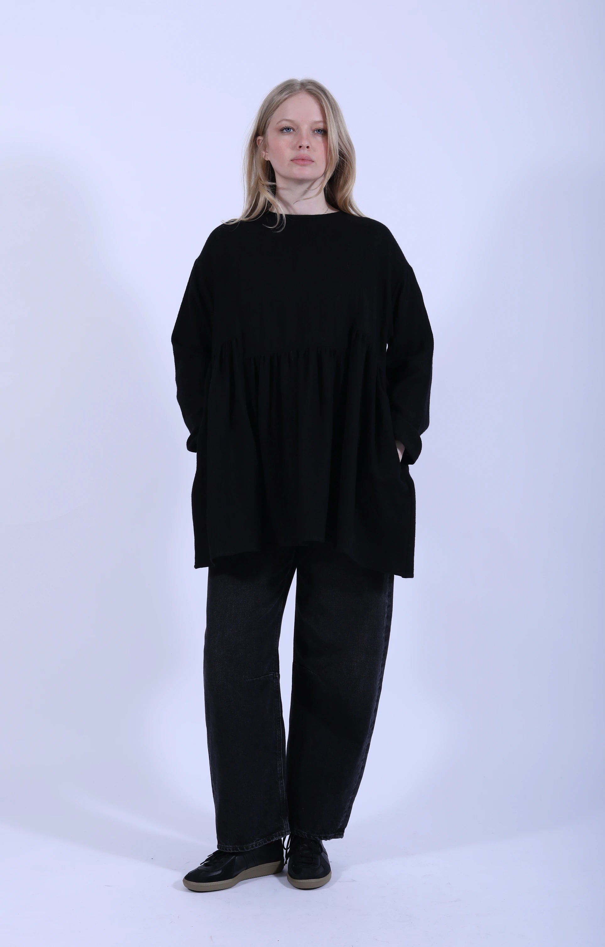 Gathered Blouse Black