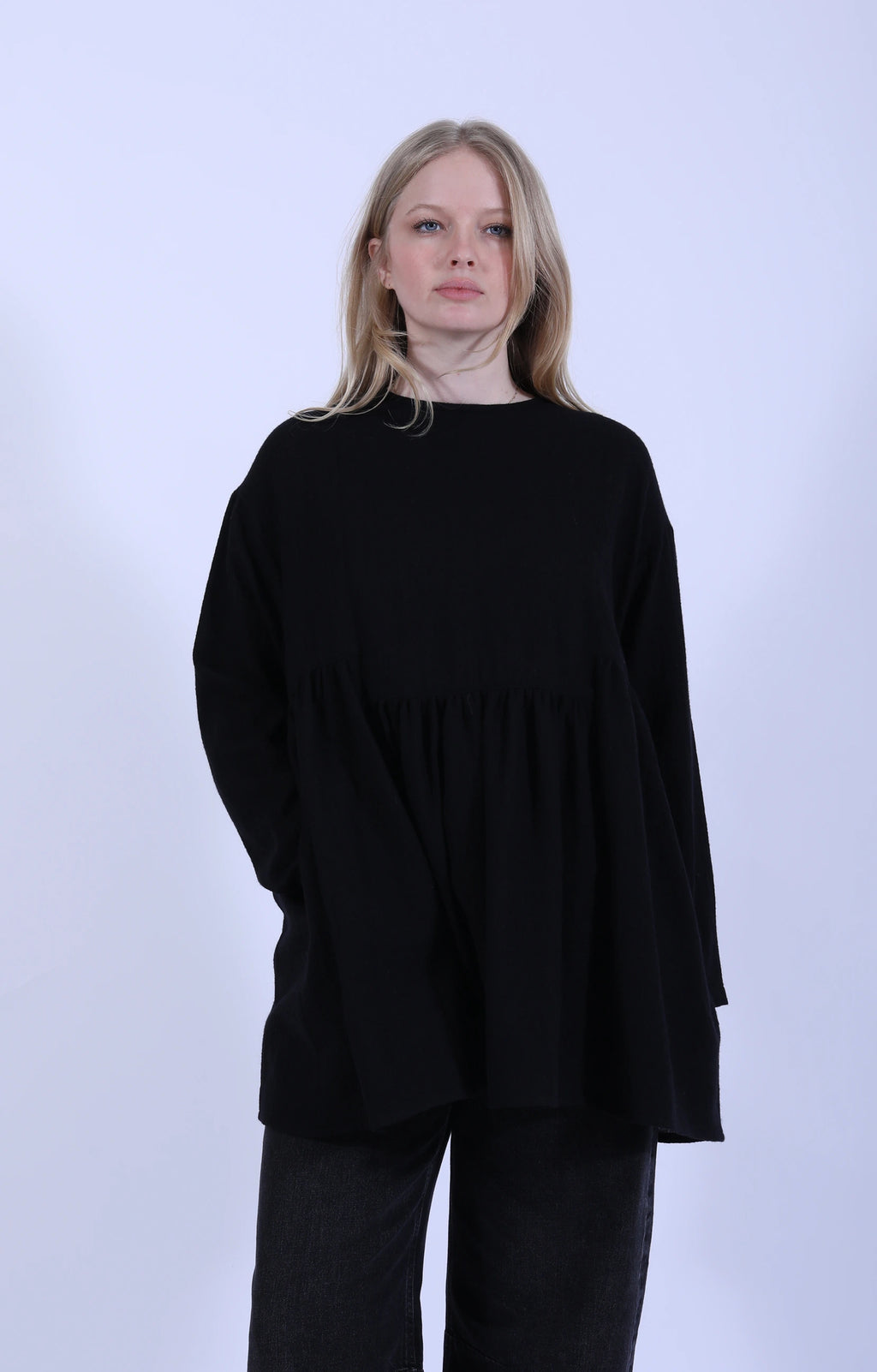Gathered Blouse Black
