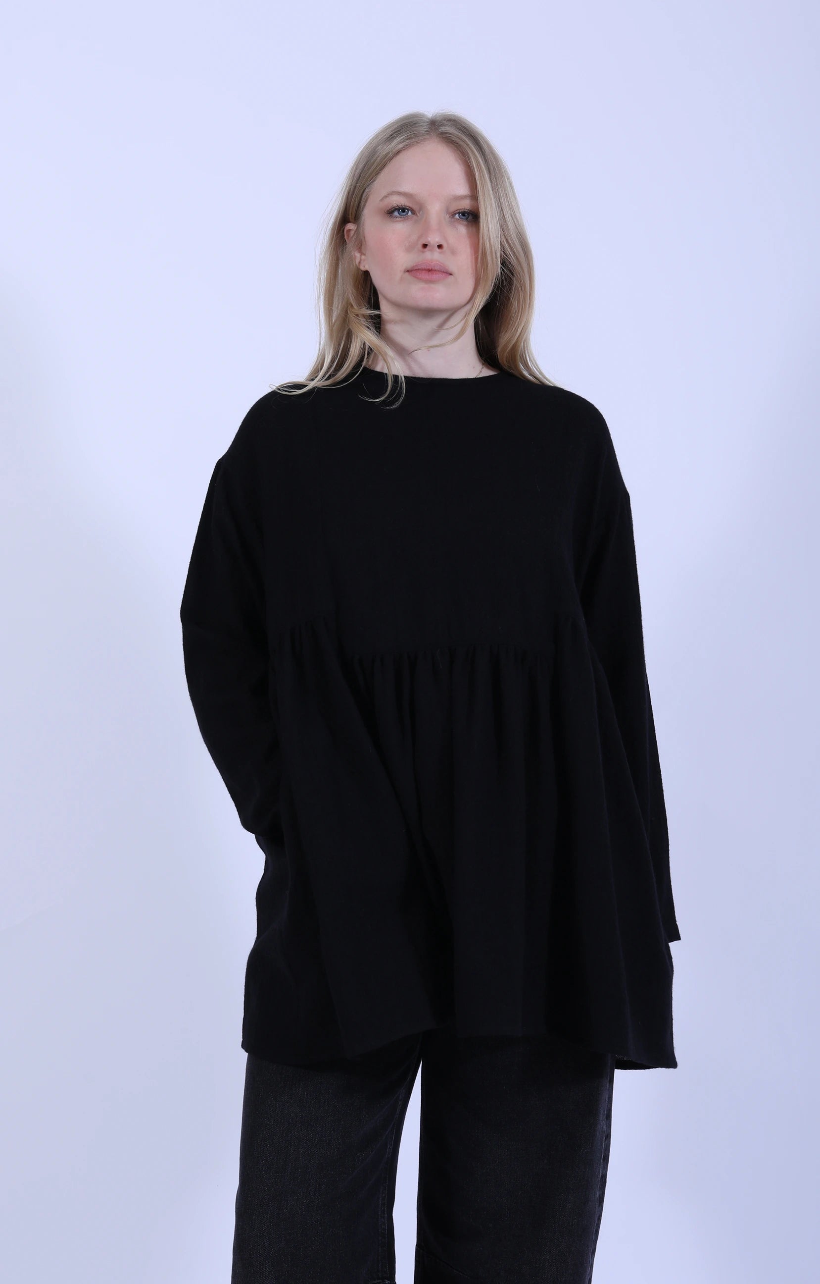 Gathered Blouse Black