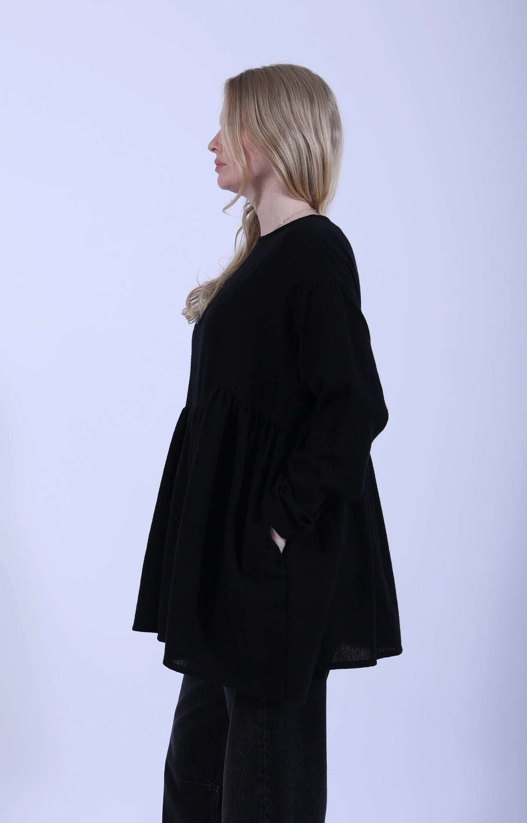 Gathered Blouse Black