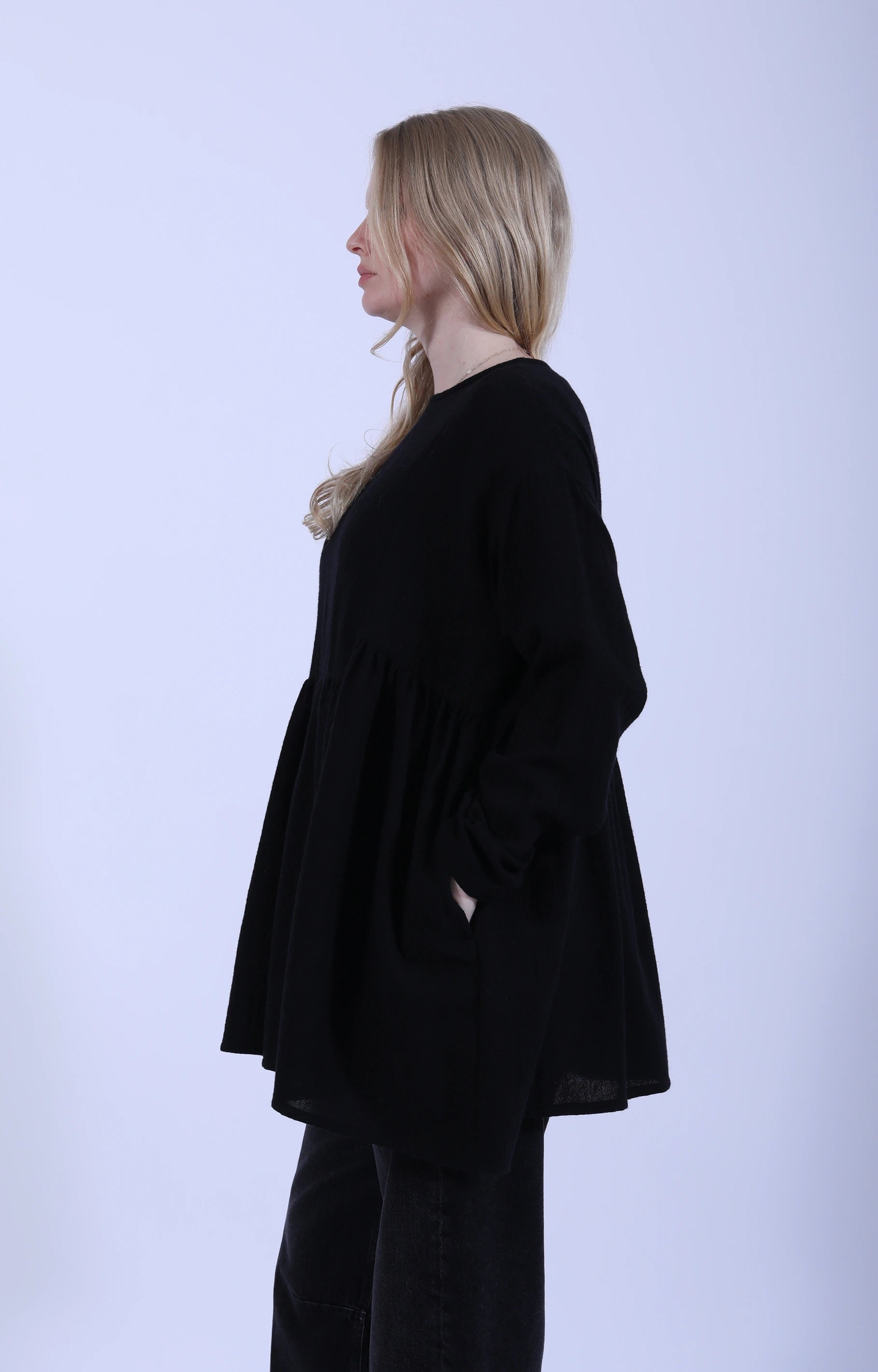 Gathered Blouse Black