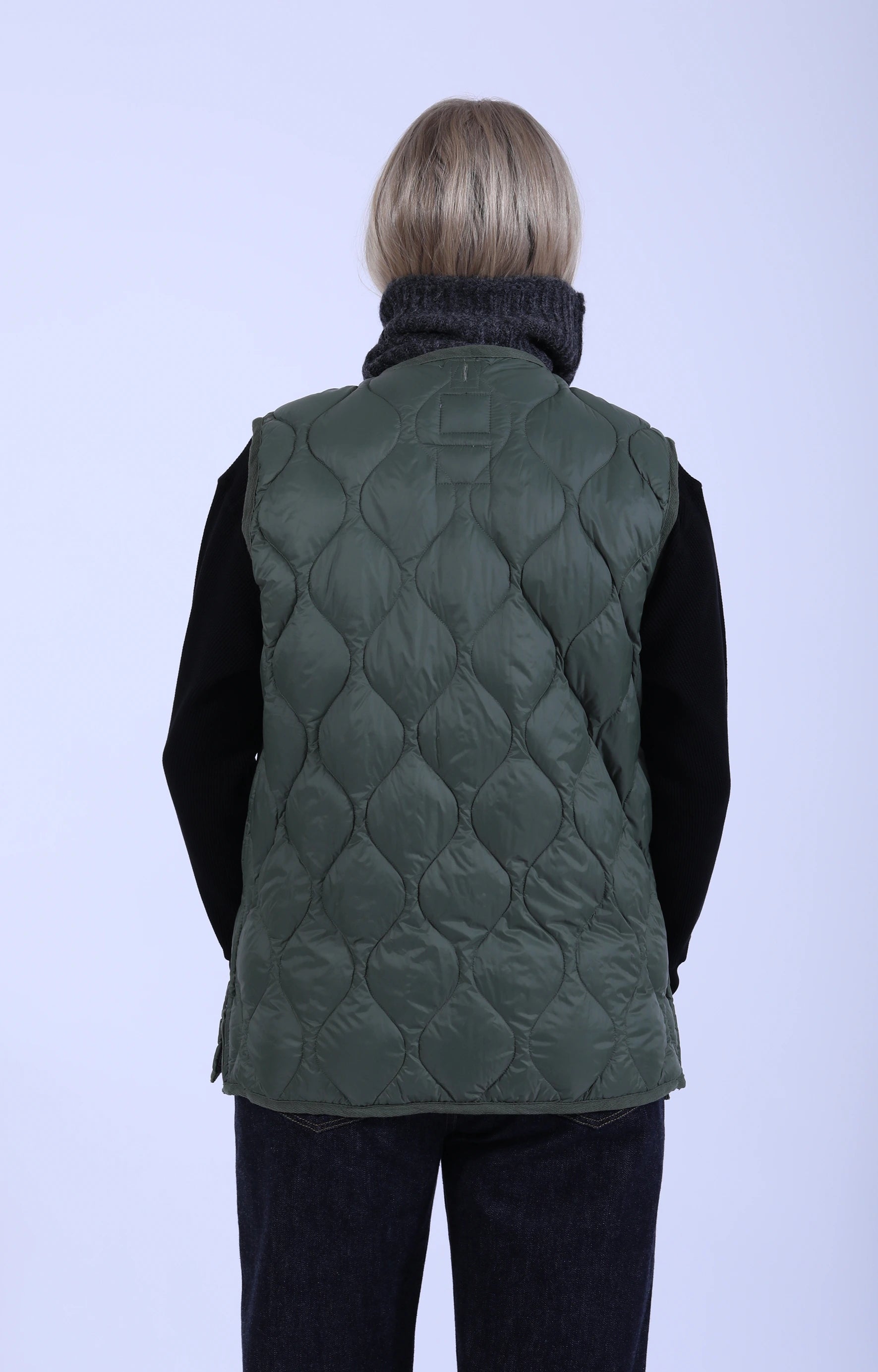 Military V Neck Zip Down Vest Olive