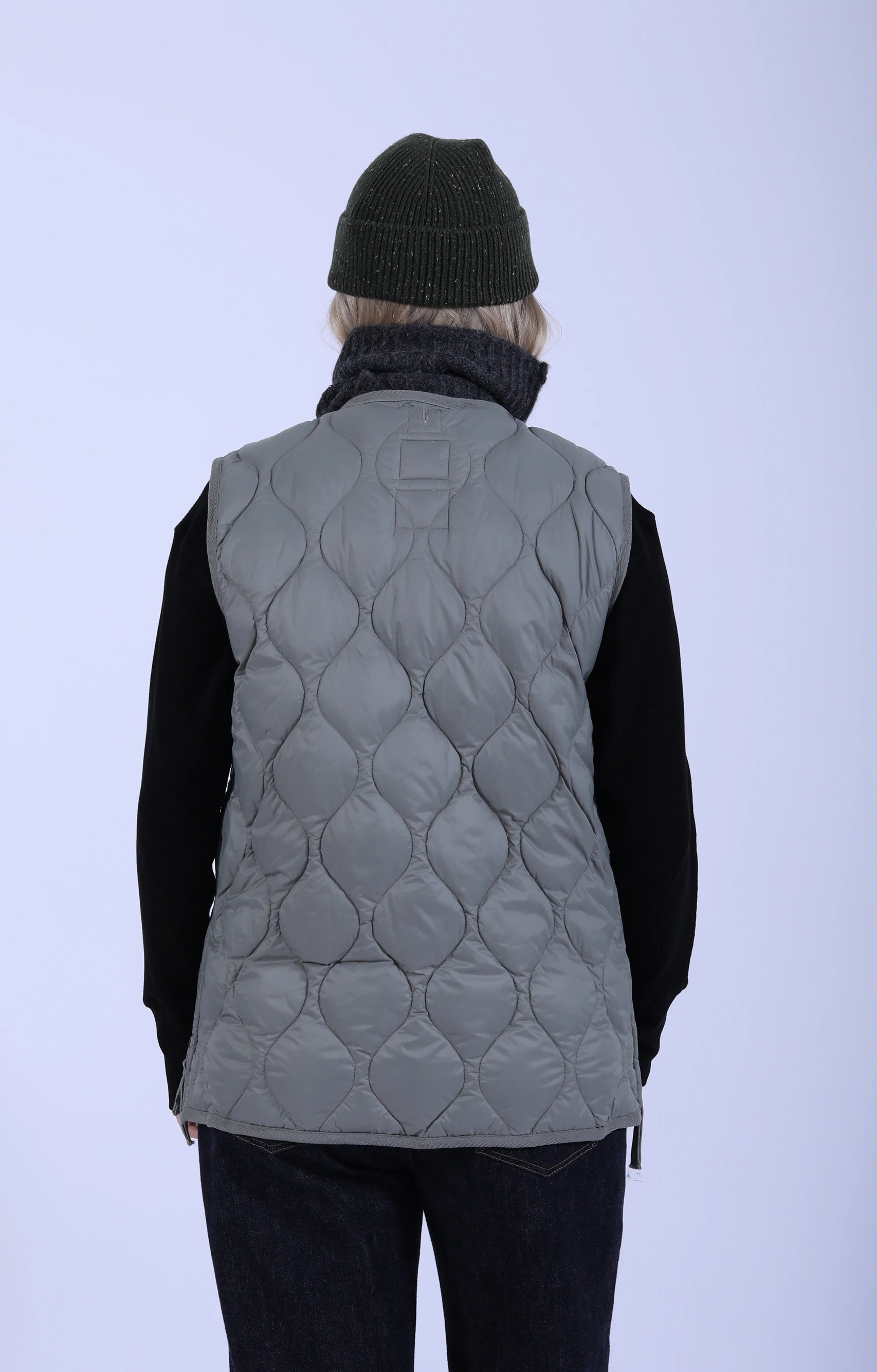 Military V Neck Zip Down Vest Dark Sage