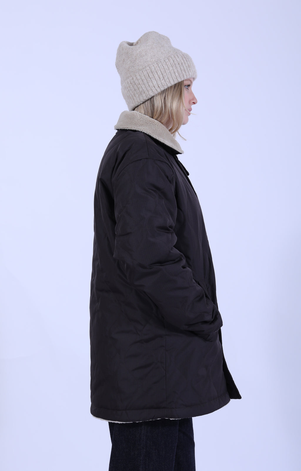 Military Rev. Down + Boa Jacket Choc/Beige