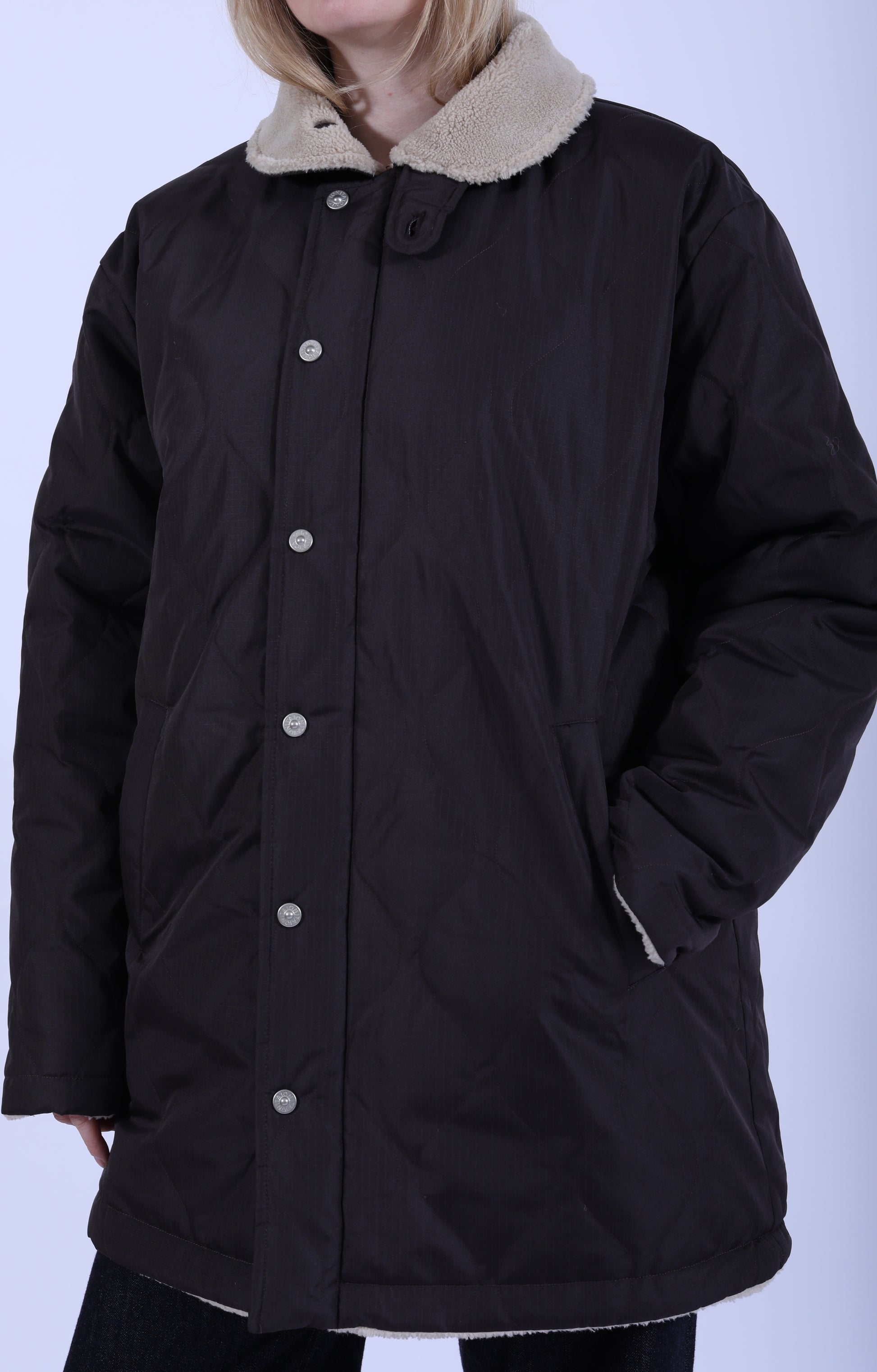 Military Rev. Down + Boa Jacket Choc/Beige