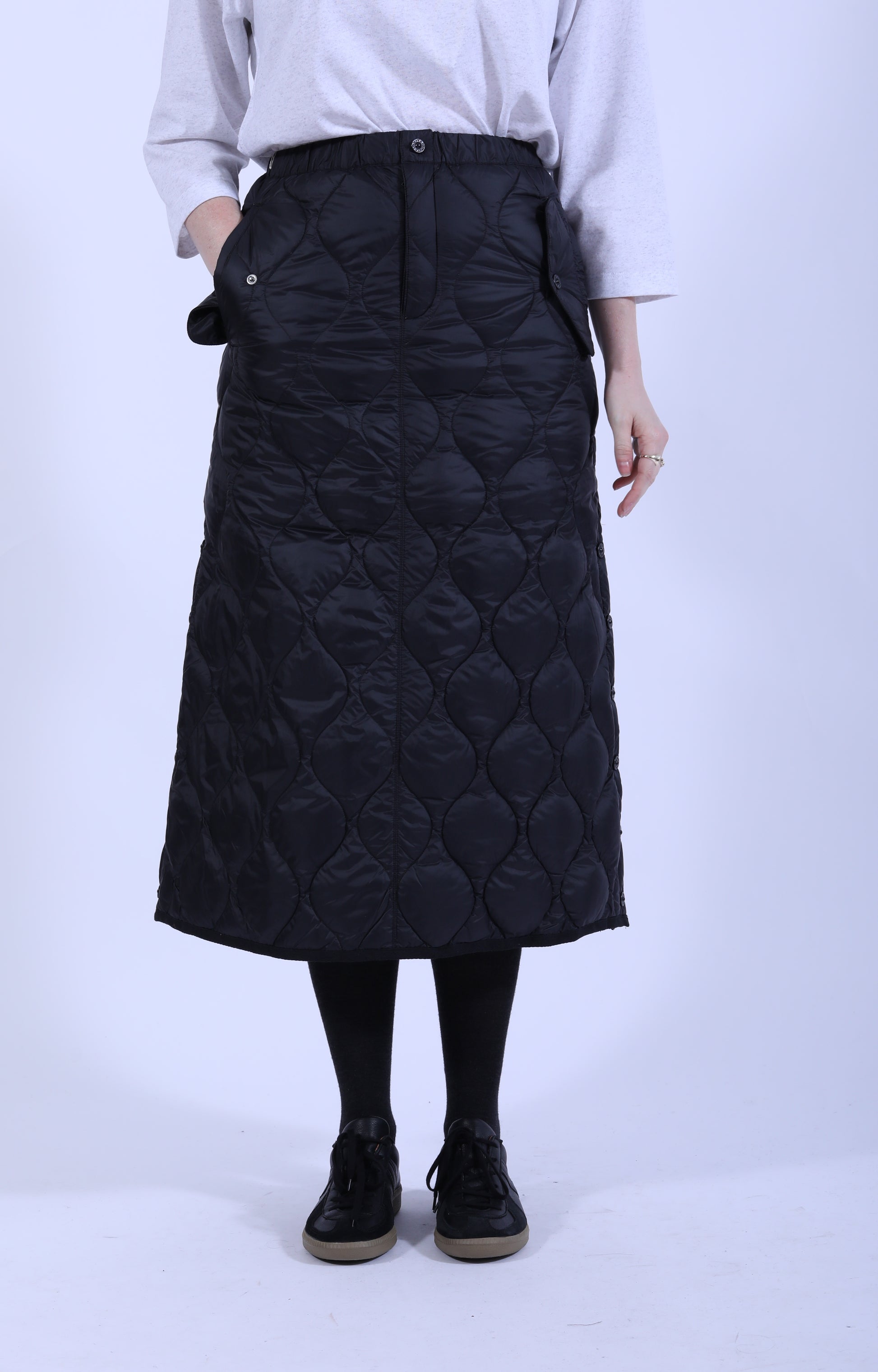 Military Button Down Skirt (Soft Shell) Black