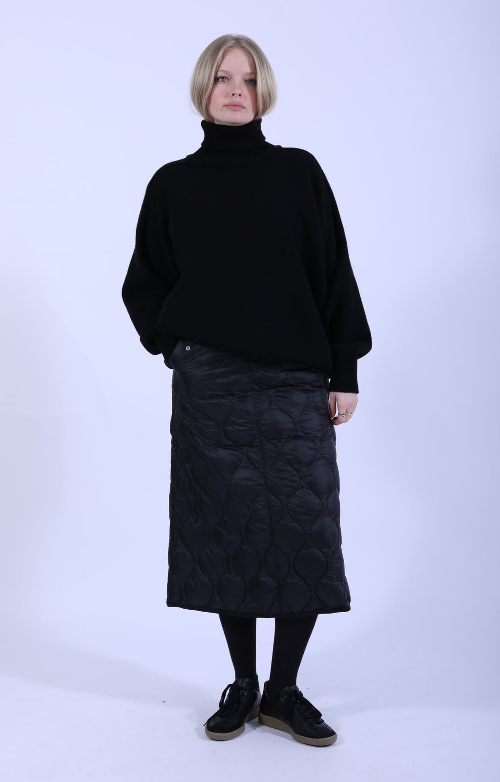 Military Button Down Skirt (Soft Shell) Black