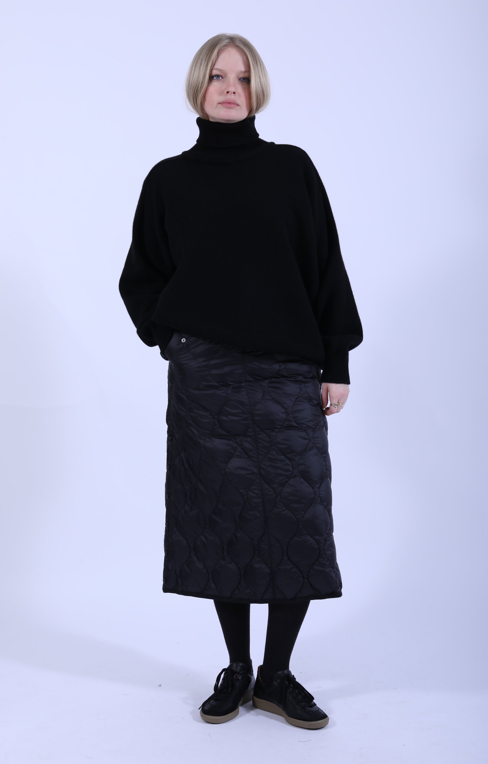 Military Button Down Skirt (Soft Shell) Black