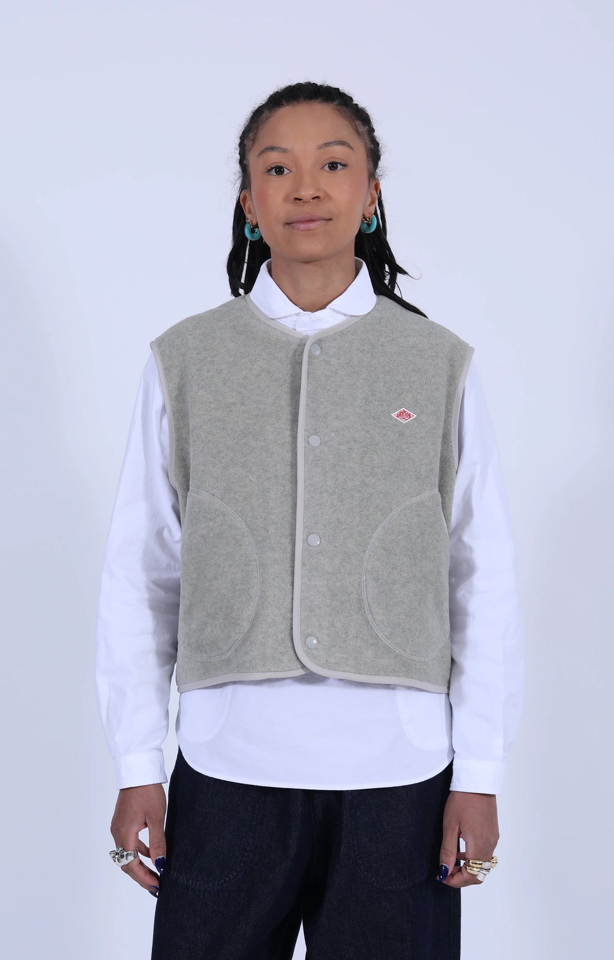 Fleece Collarless Vest Marble