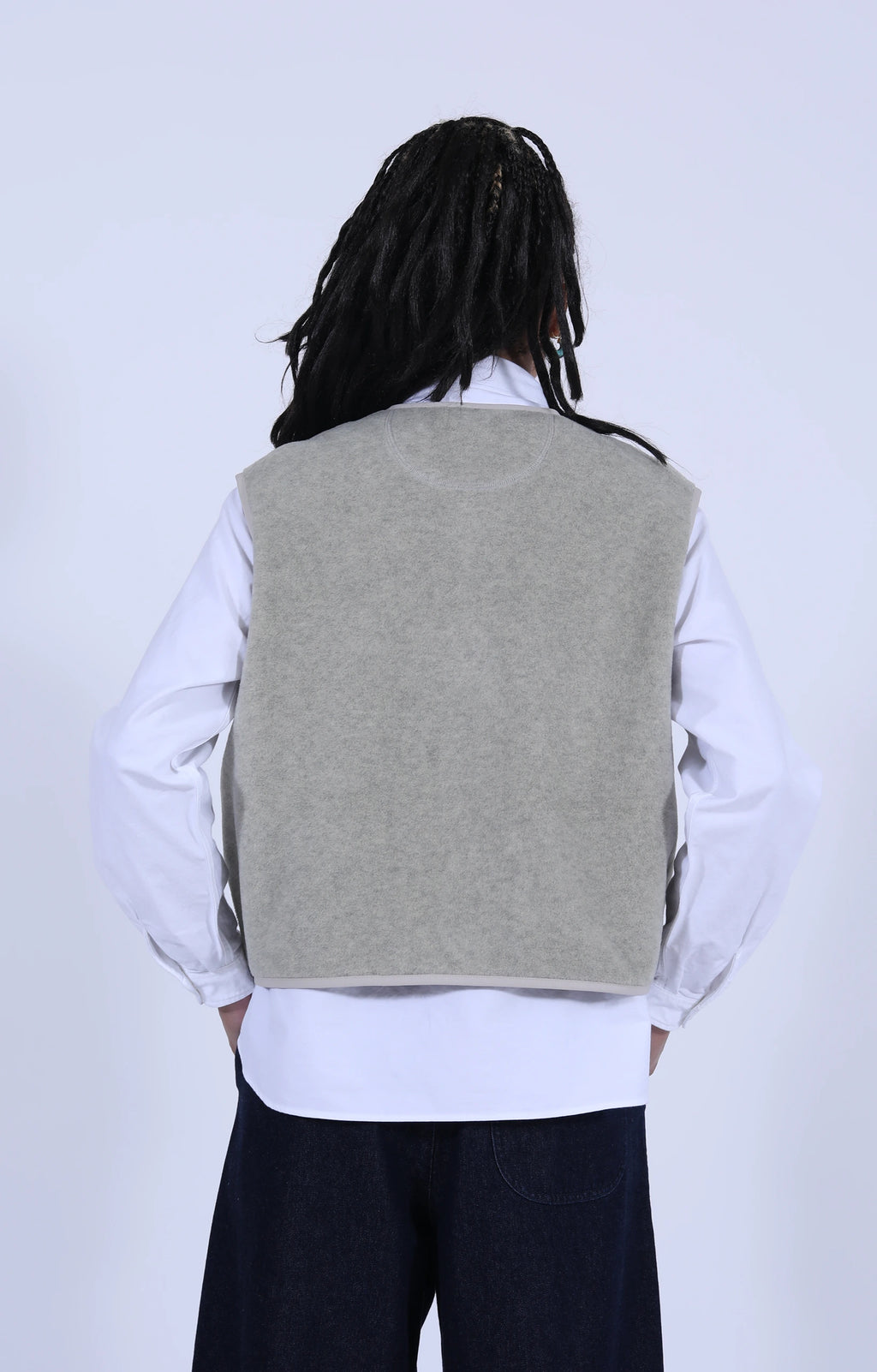 Fleece Collarless Vest Marble