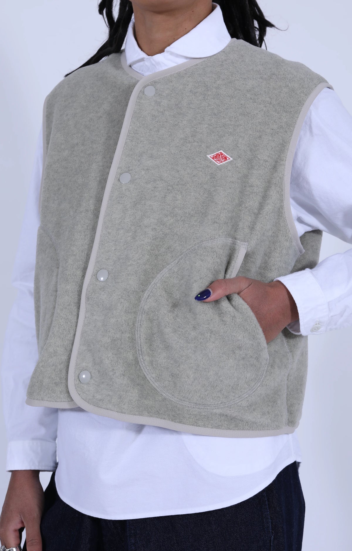 Fleece Collarless Vest Marble