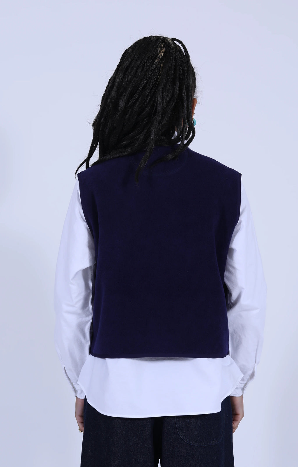 Fleece Collarless Vest Navy Blue