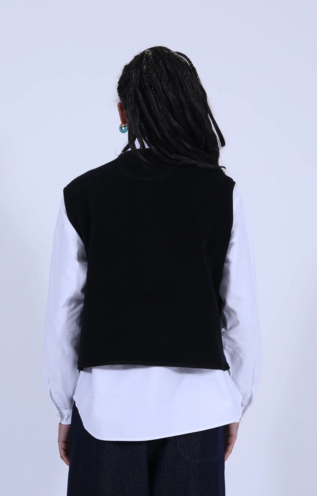 Fleece Collarless Vest Black