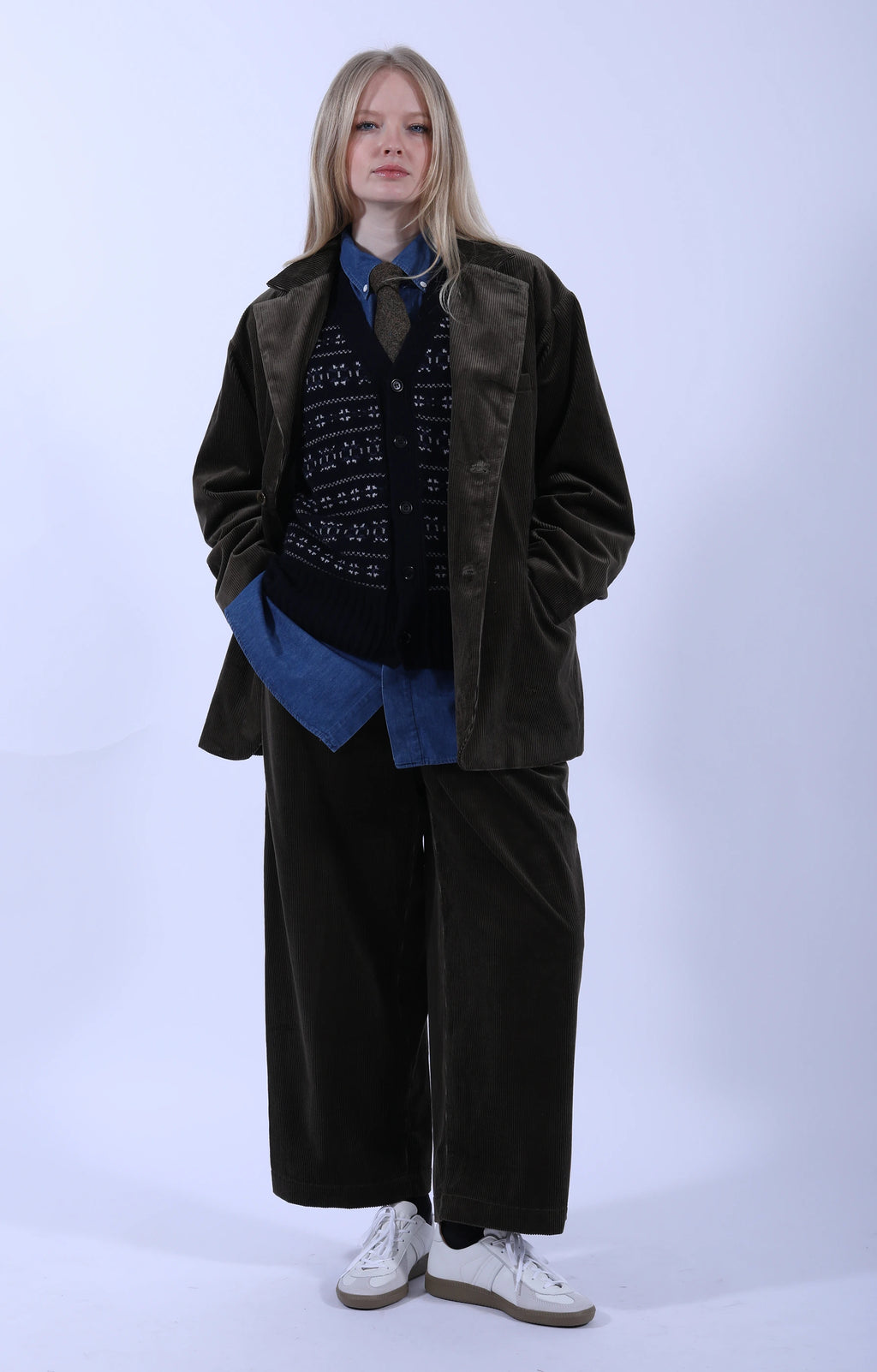 Fair Isle Cardigan Vest Navy