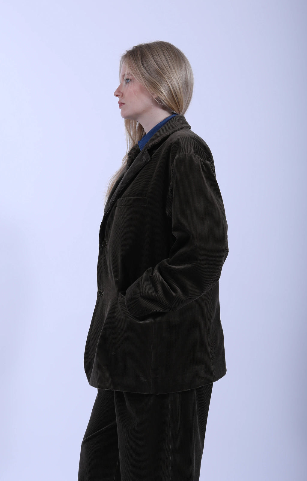 1+2 Button Sack Jacket Cord Chestnut