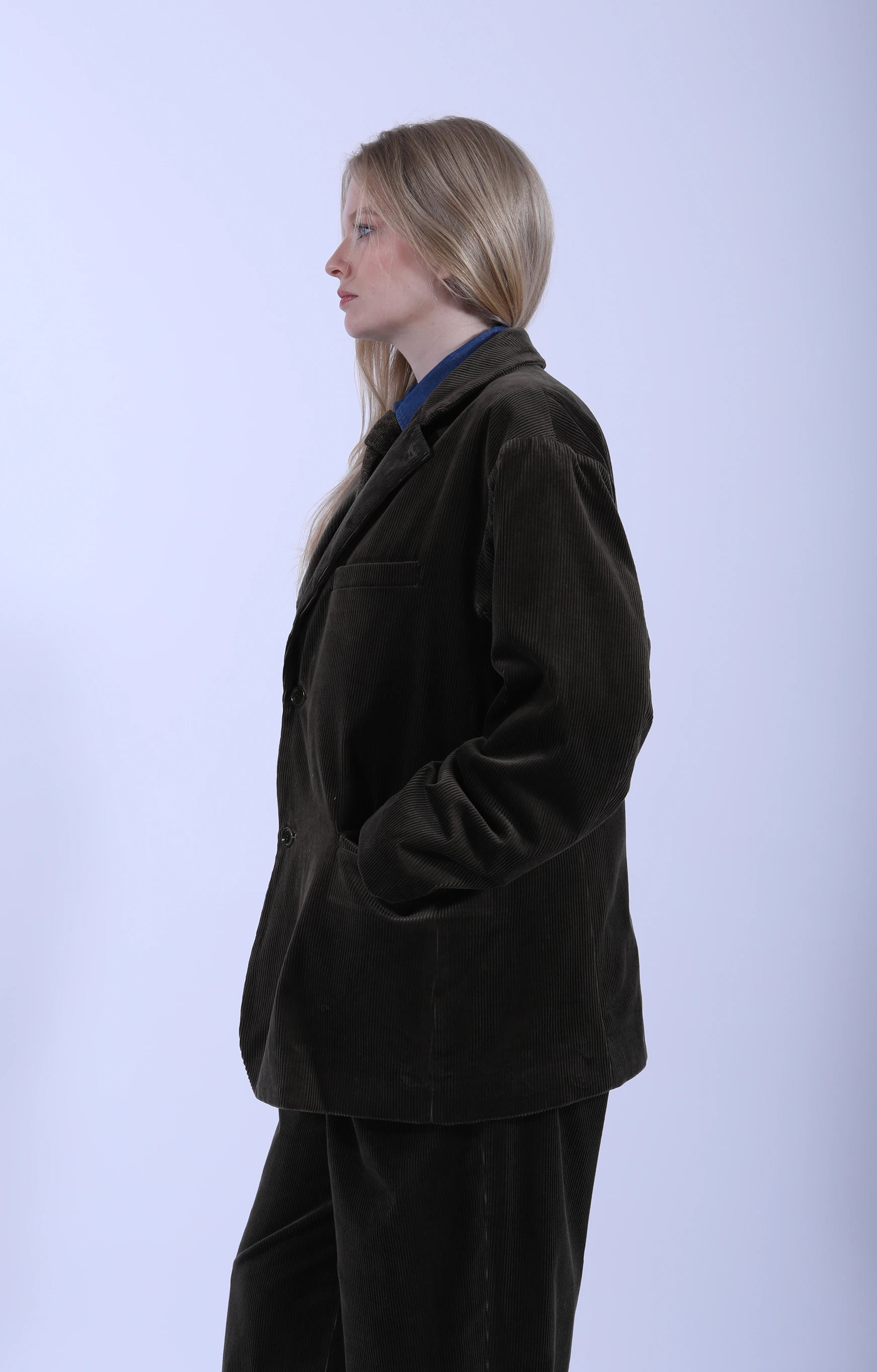 1+2 Button Sack Jacket Cord Chestnut