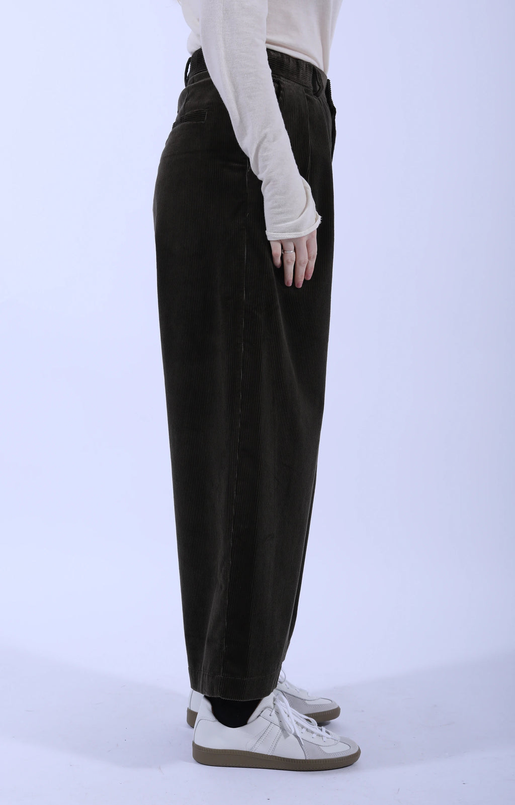 2 In-Pleat Cord Pants Chestnut