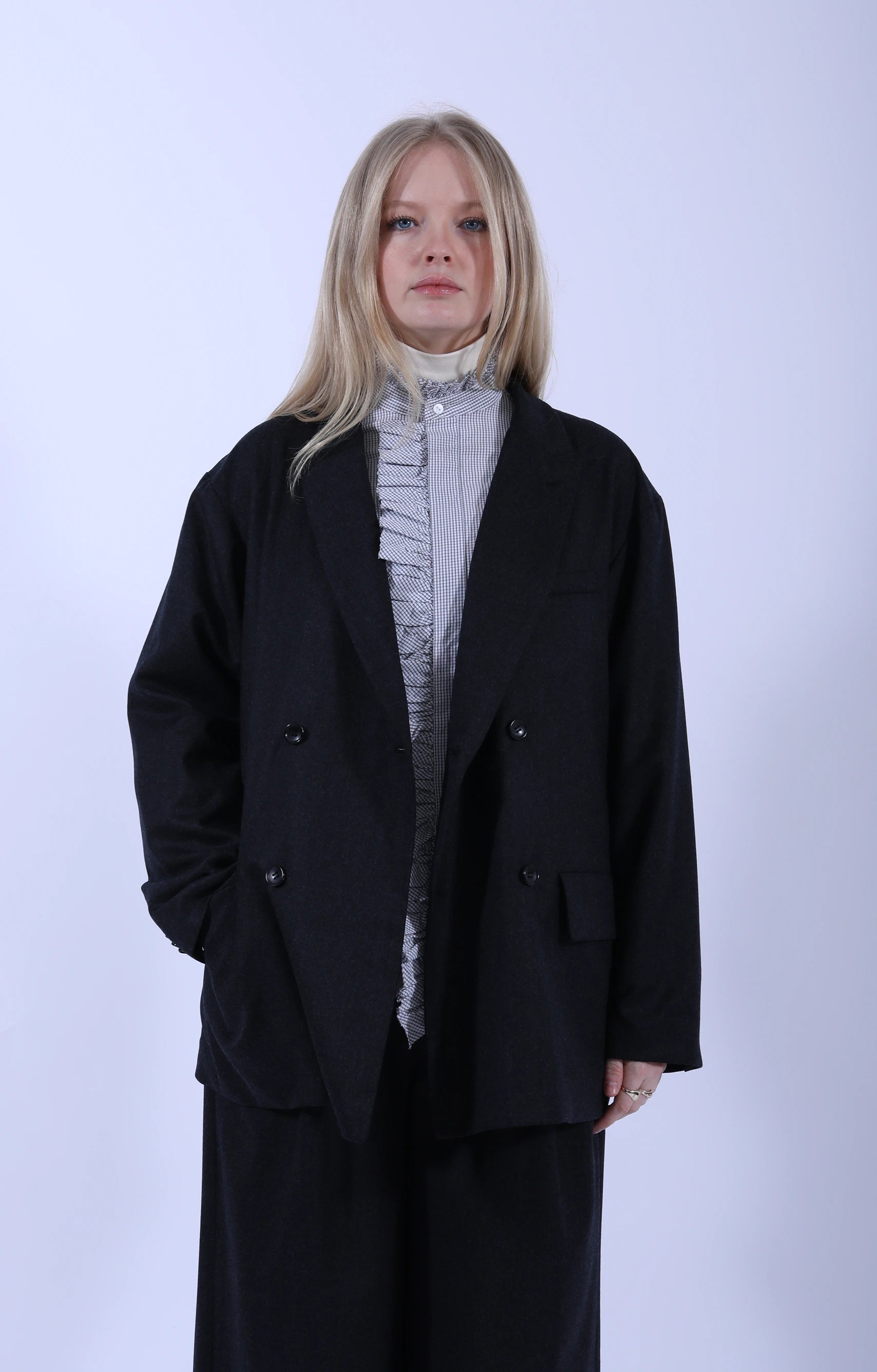 Double Breasted Jacket Flannel Charcoal