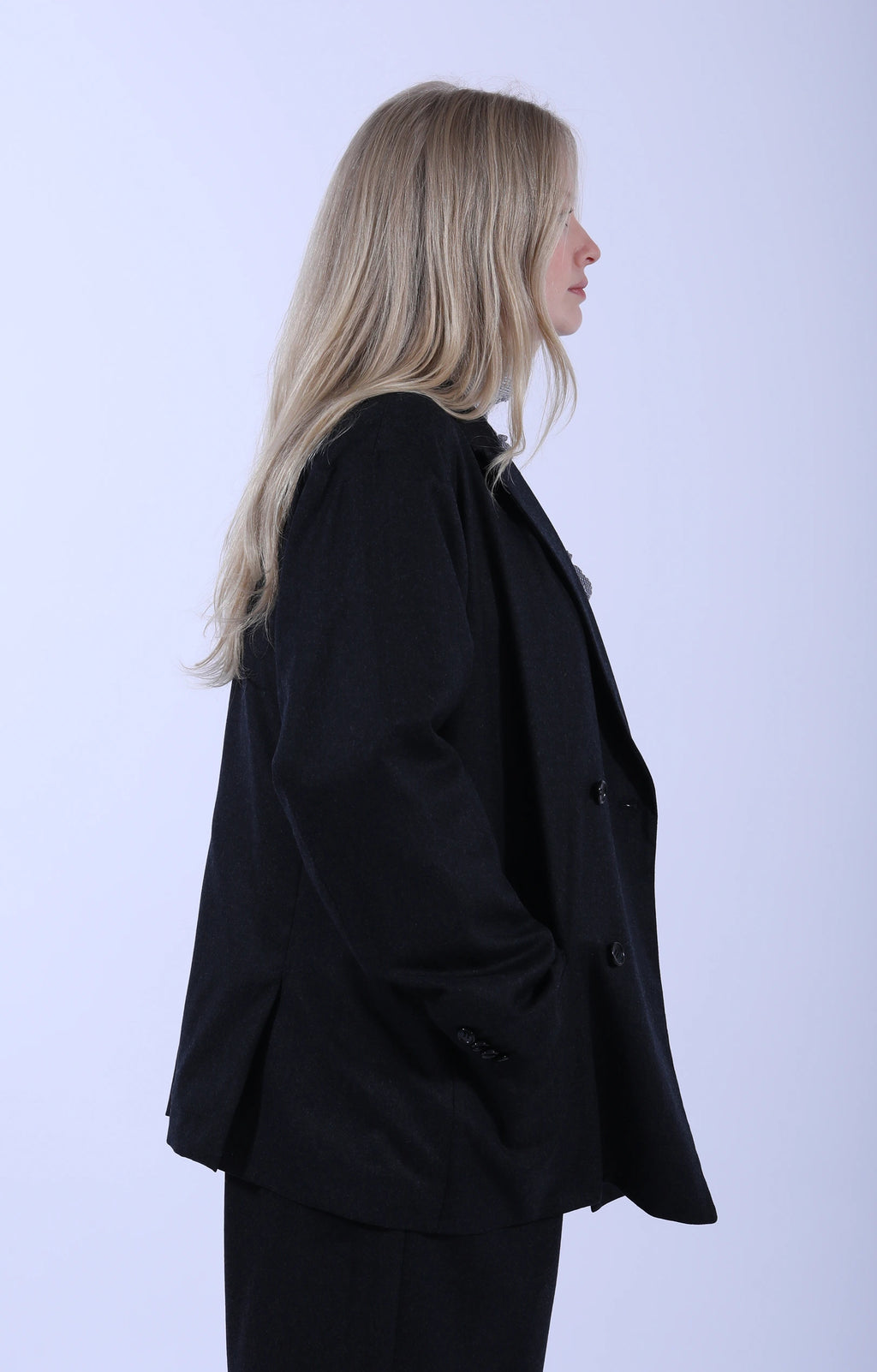 Double Breasted Jacket Flannel Charcoal