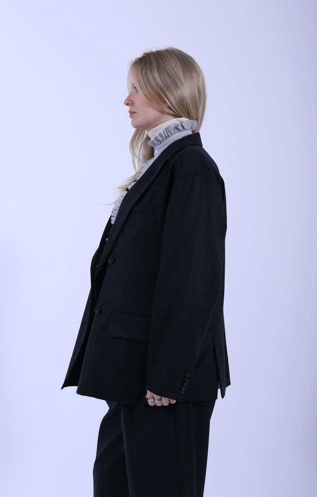 Double Breasted Jacket Flannel Charcoal