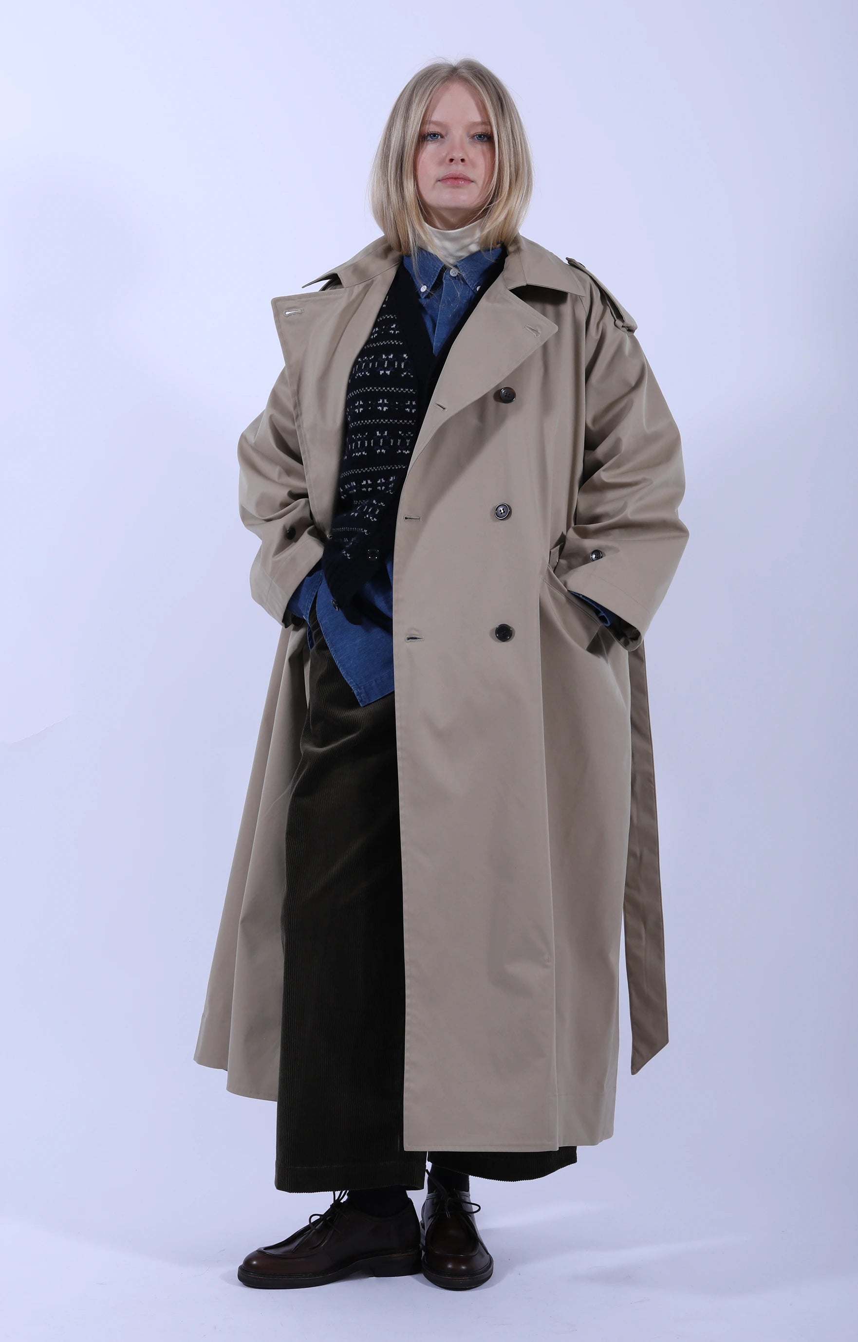 Raglan Sleeve Trench Maxi Coat