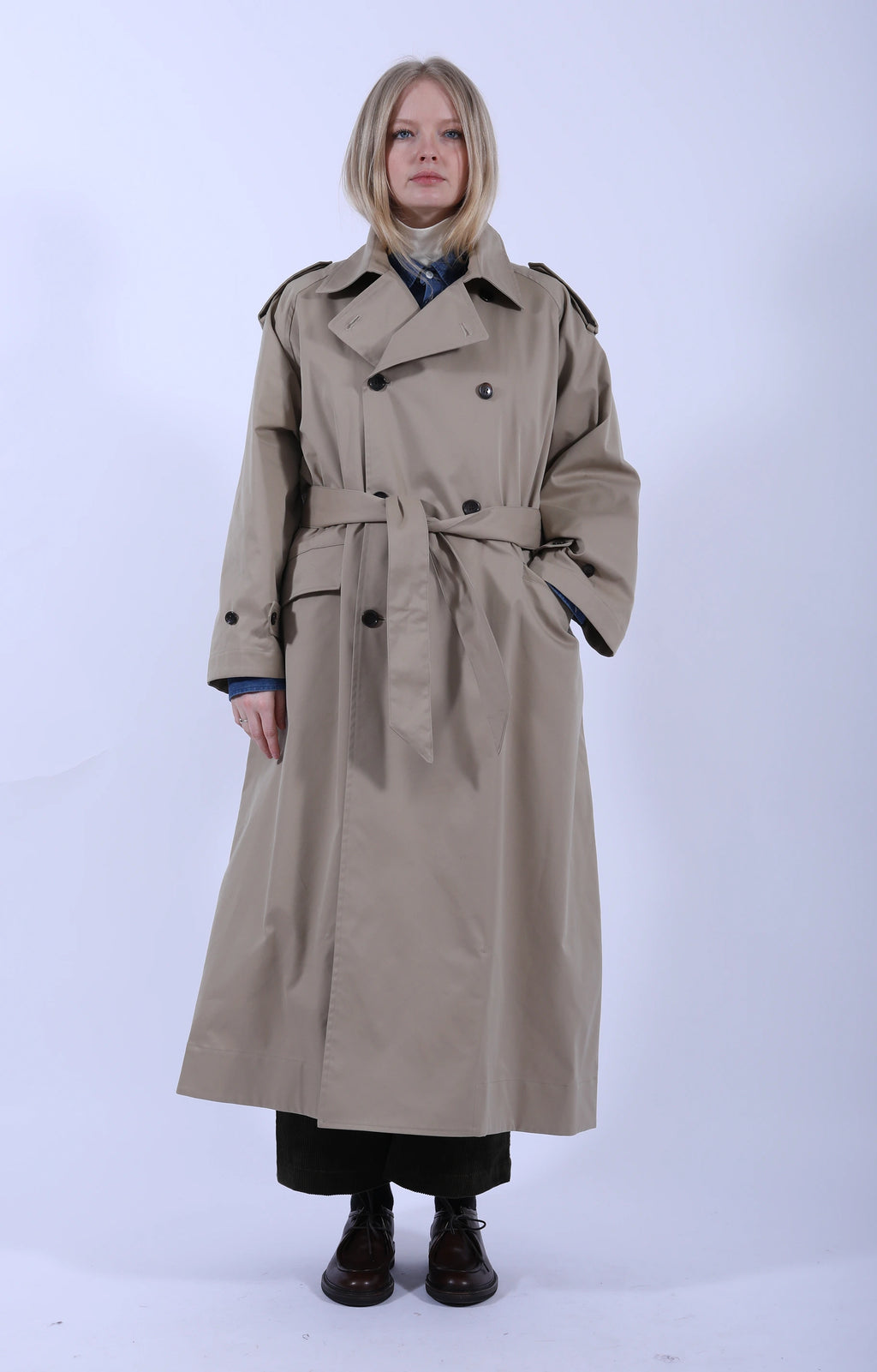 Raglan Sleeve Trench Maxi Coat