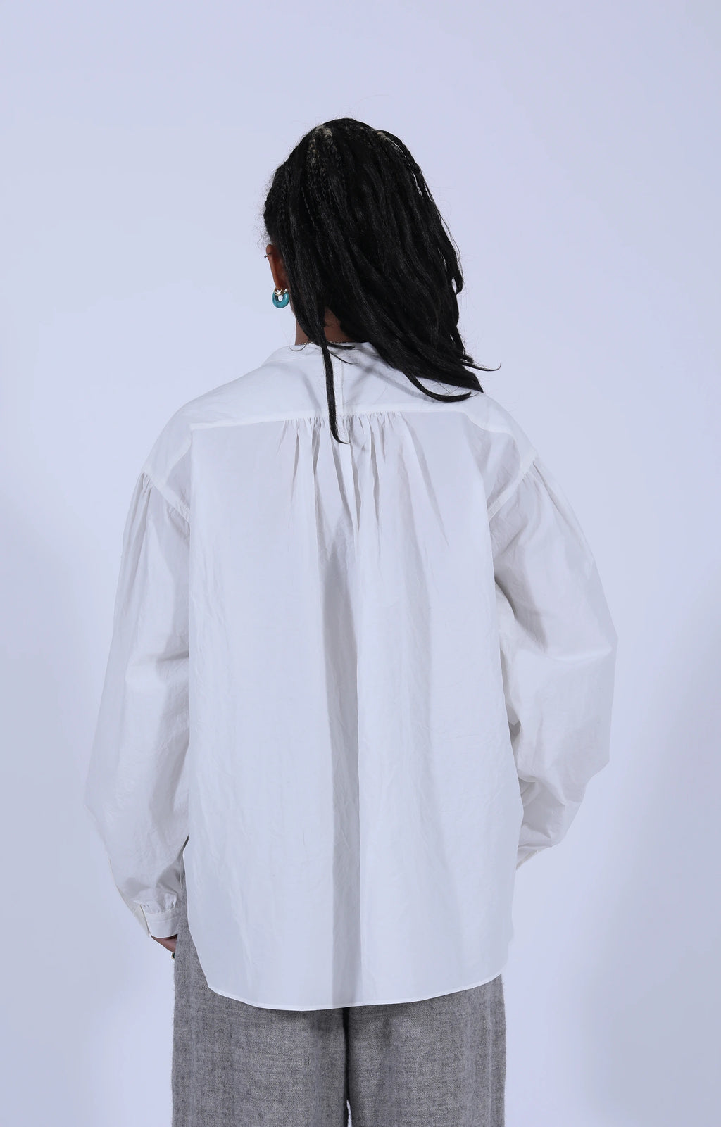 Gathered Pull-On Shirt Off-White
