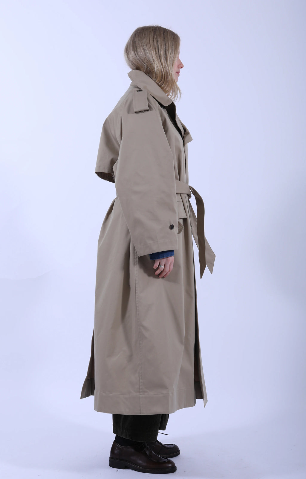 Raglan Sleeve Trench Maxi Coat