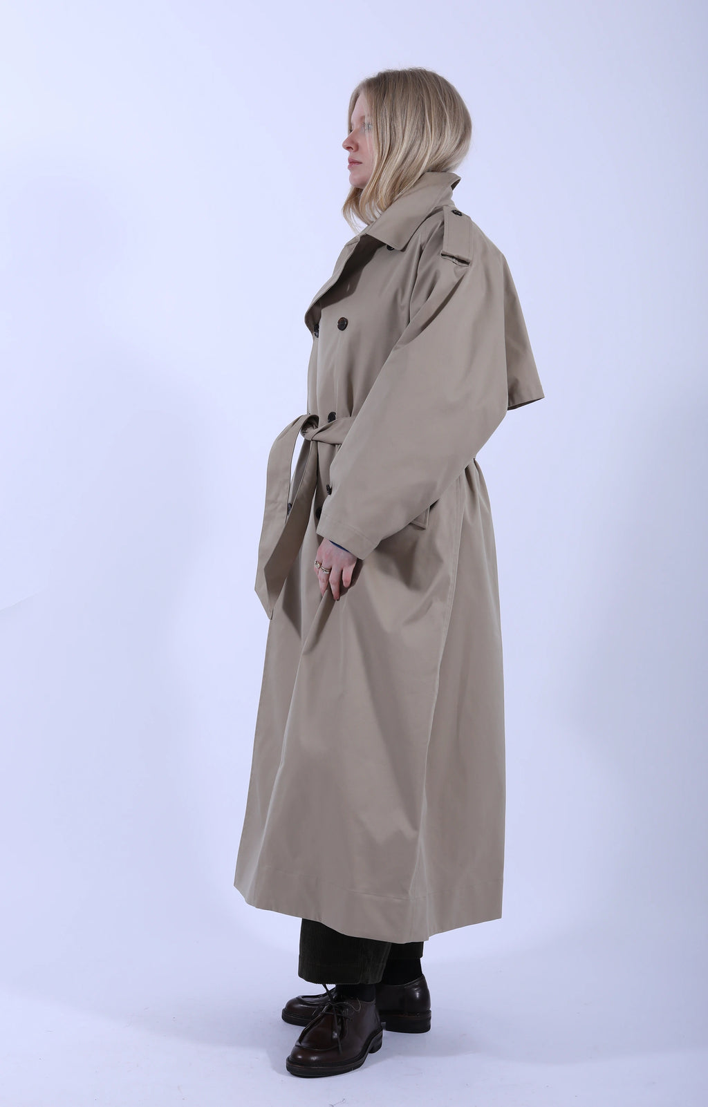 Raglan Sleeve Trench Maxi Coat