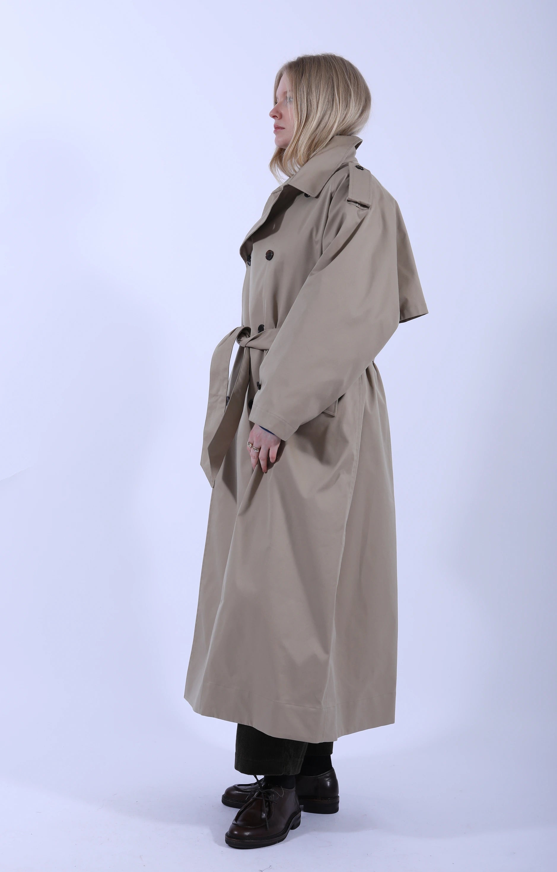 Raglan Sleeve Trench Maxi Coat