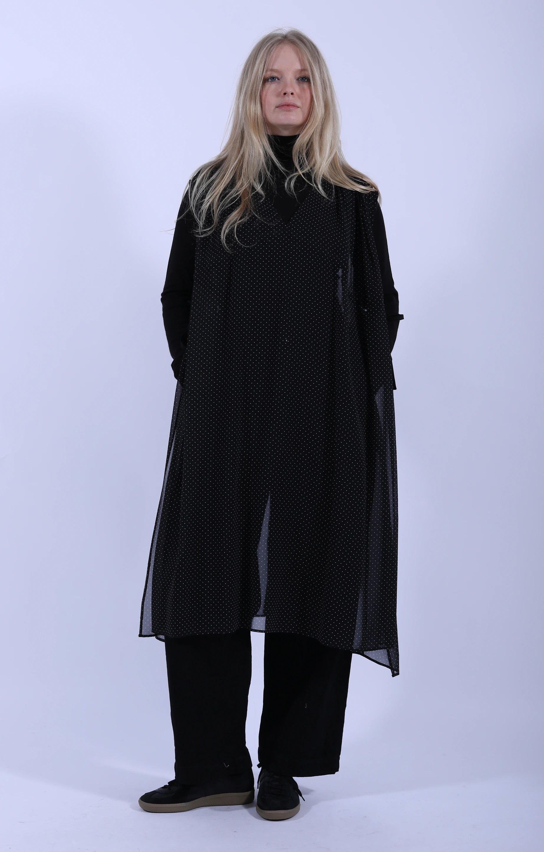 Drawstring Gilet Dot Dress Midnight