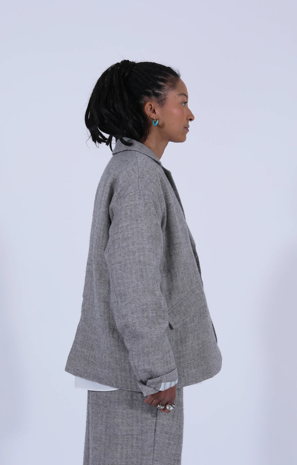 Wool-Linen Blend Jacket Light Grey