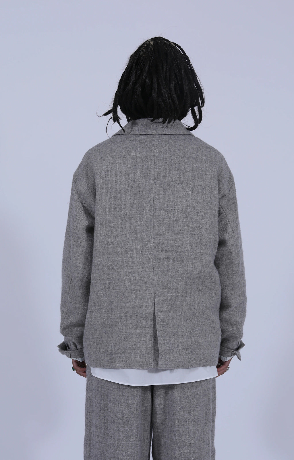 Wool-Linen Blend Jacket Light Grey