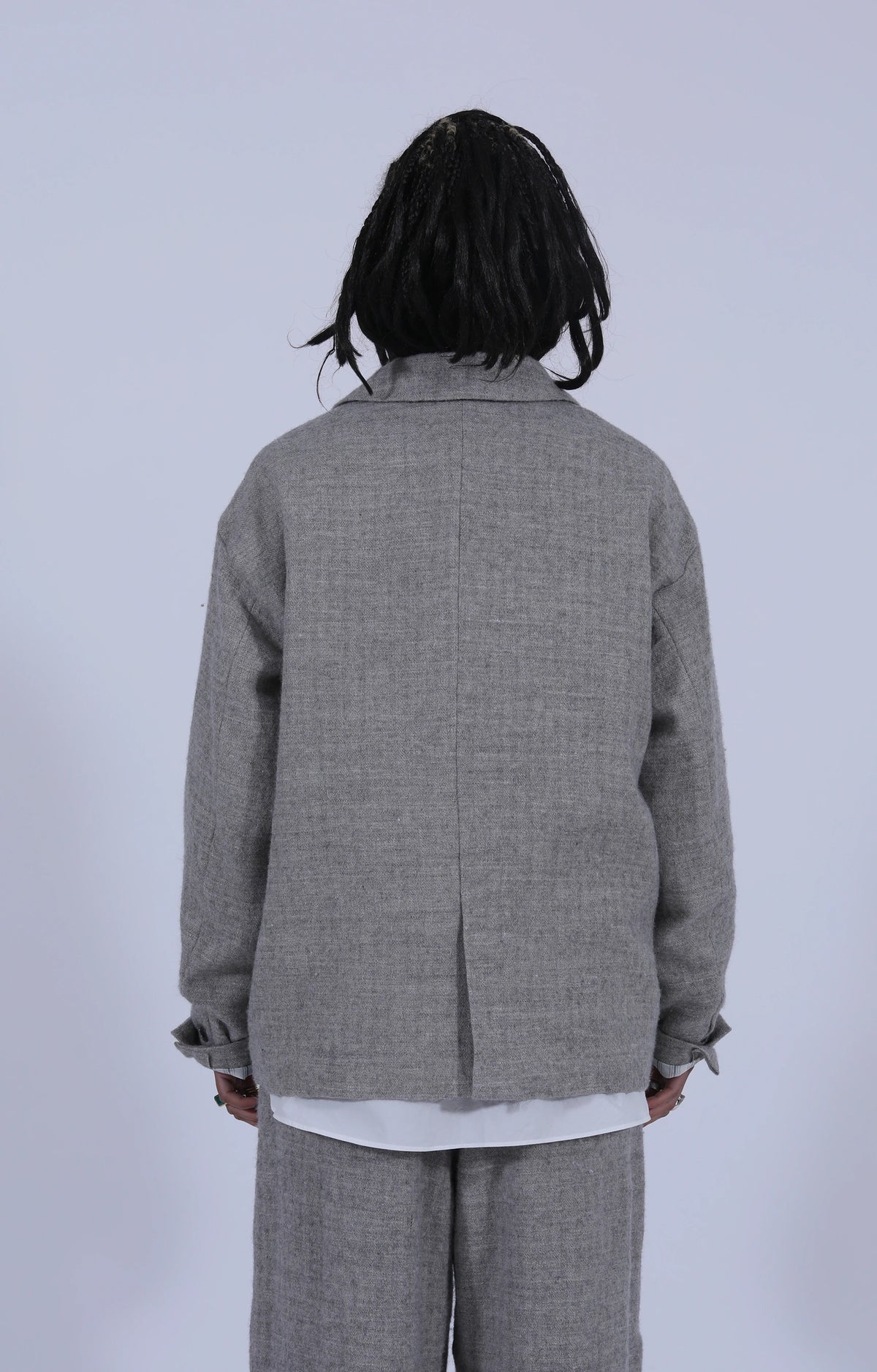 Wool-Linen Blend Jacket Light Grey