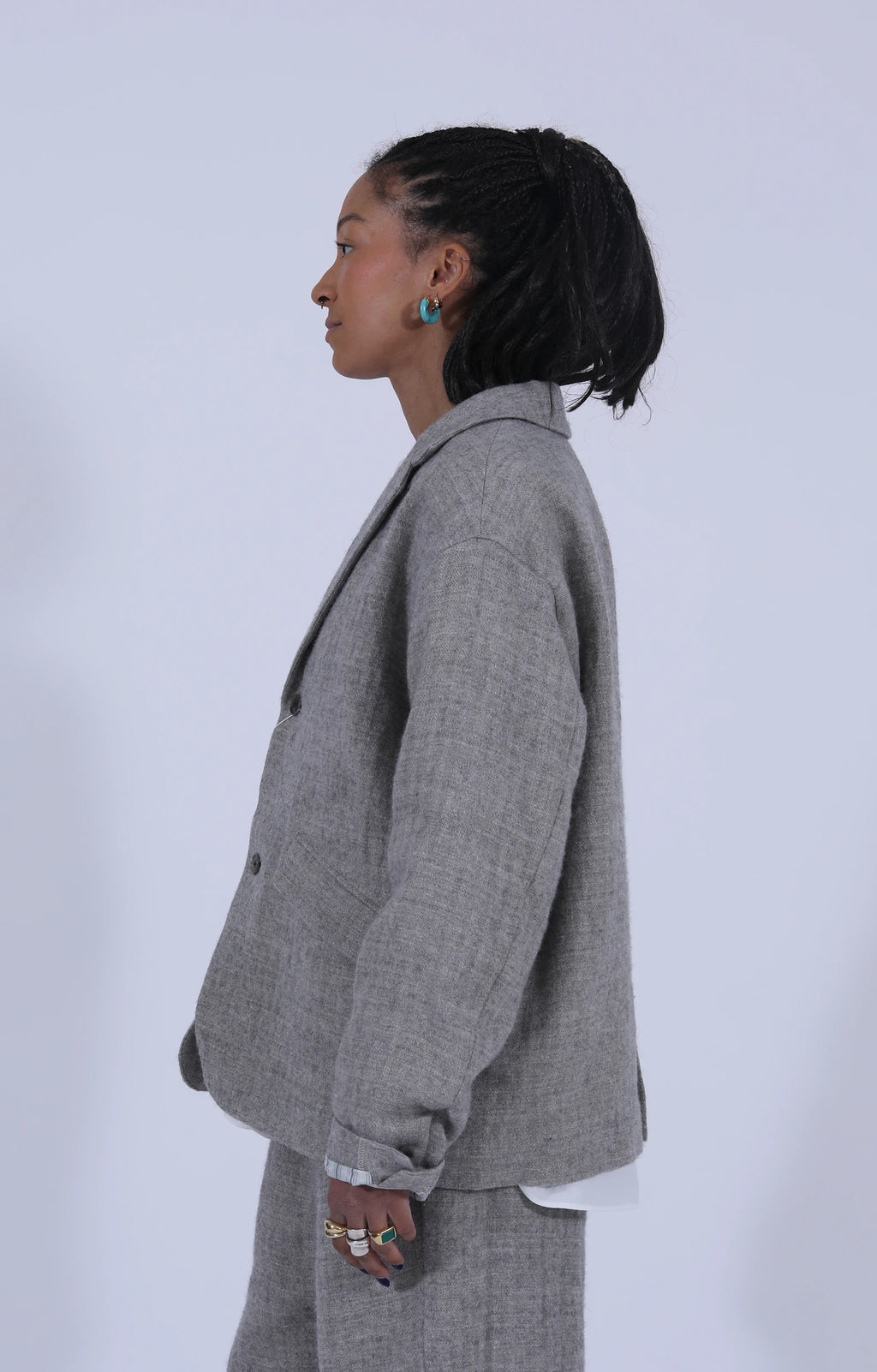 Wool-Linen Blend Jacket Light Grey