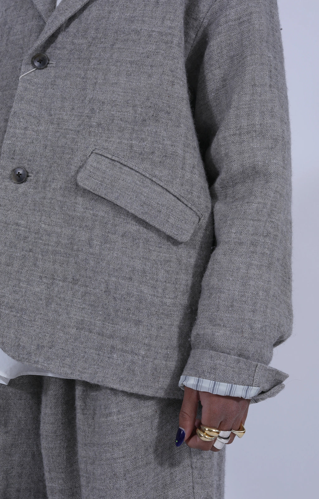Wool-Linen Blend Jacket Light Grey