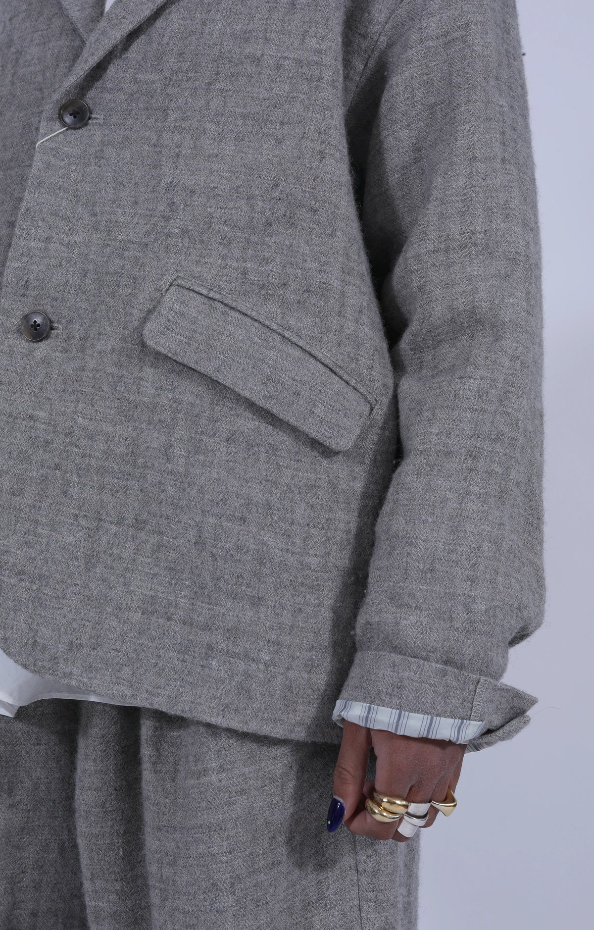 Wool-Linen Blend Jacket Light Grey